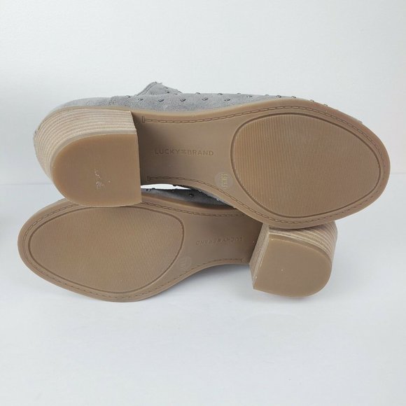 Lucky Brand Barlenna Women's Suede Studded Peep Toe Booties Sz 5.5M NWOB - Picture 7 of 9